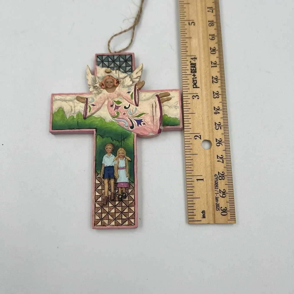 Jim Shore Heartwood Creek Guardian Angel Hanging Cross Ornament 2007 4008104